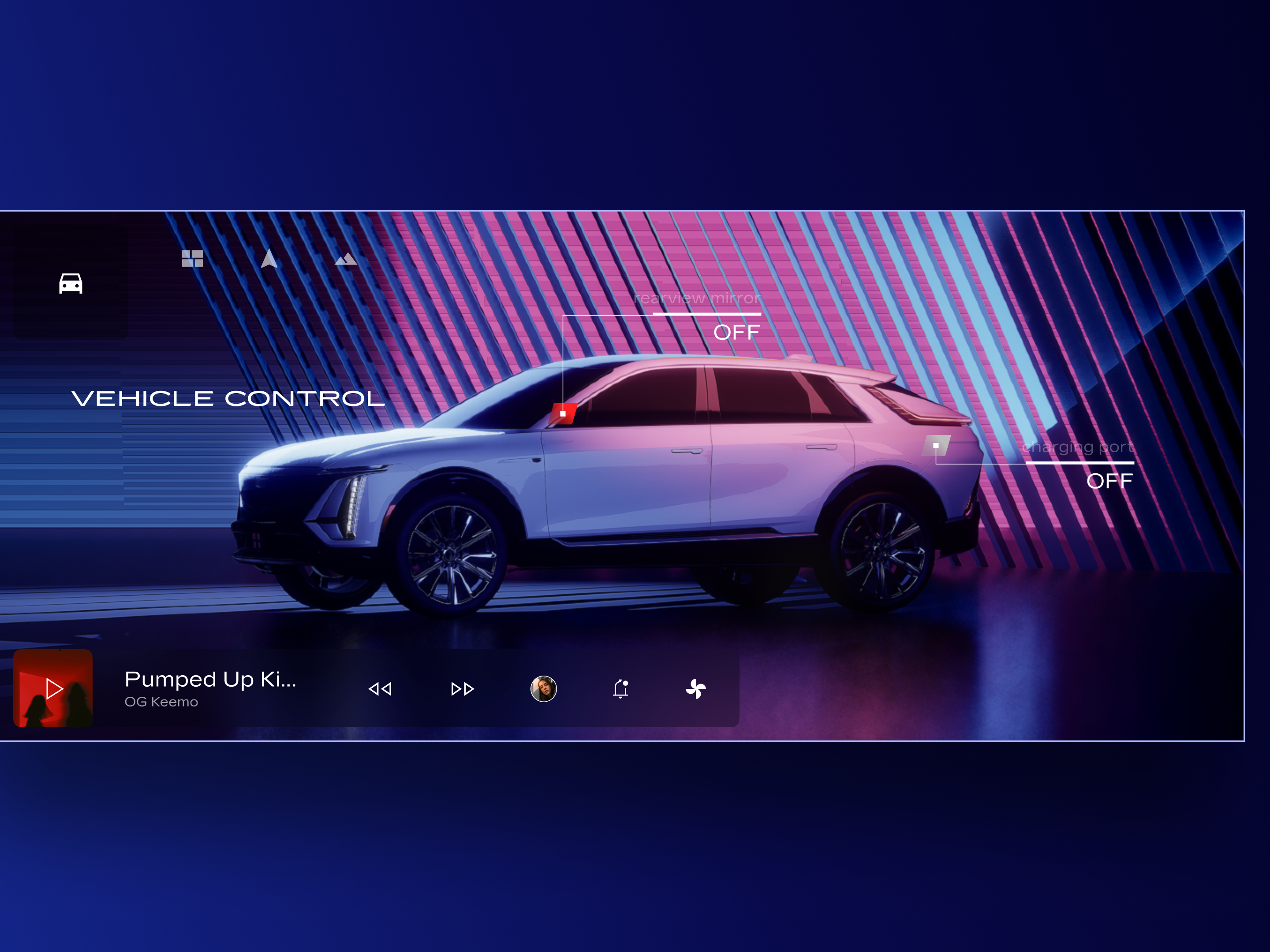 Cadillac night vehicle control scene